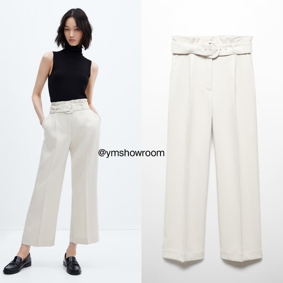 🌹MANGO Belted pants - Picture 1 of 5